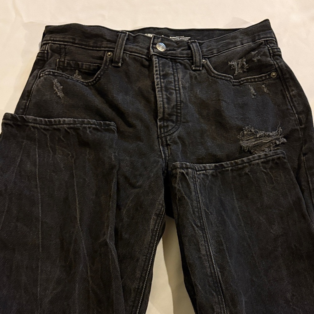 Women's Cropped Black Distressed Old Navy Jeans